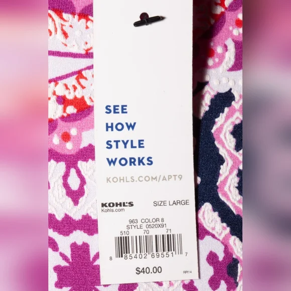 Apt 9 Paisley pull over dress with pockets size Large - Picture 3 of 8